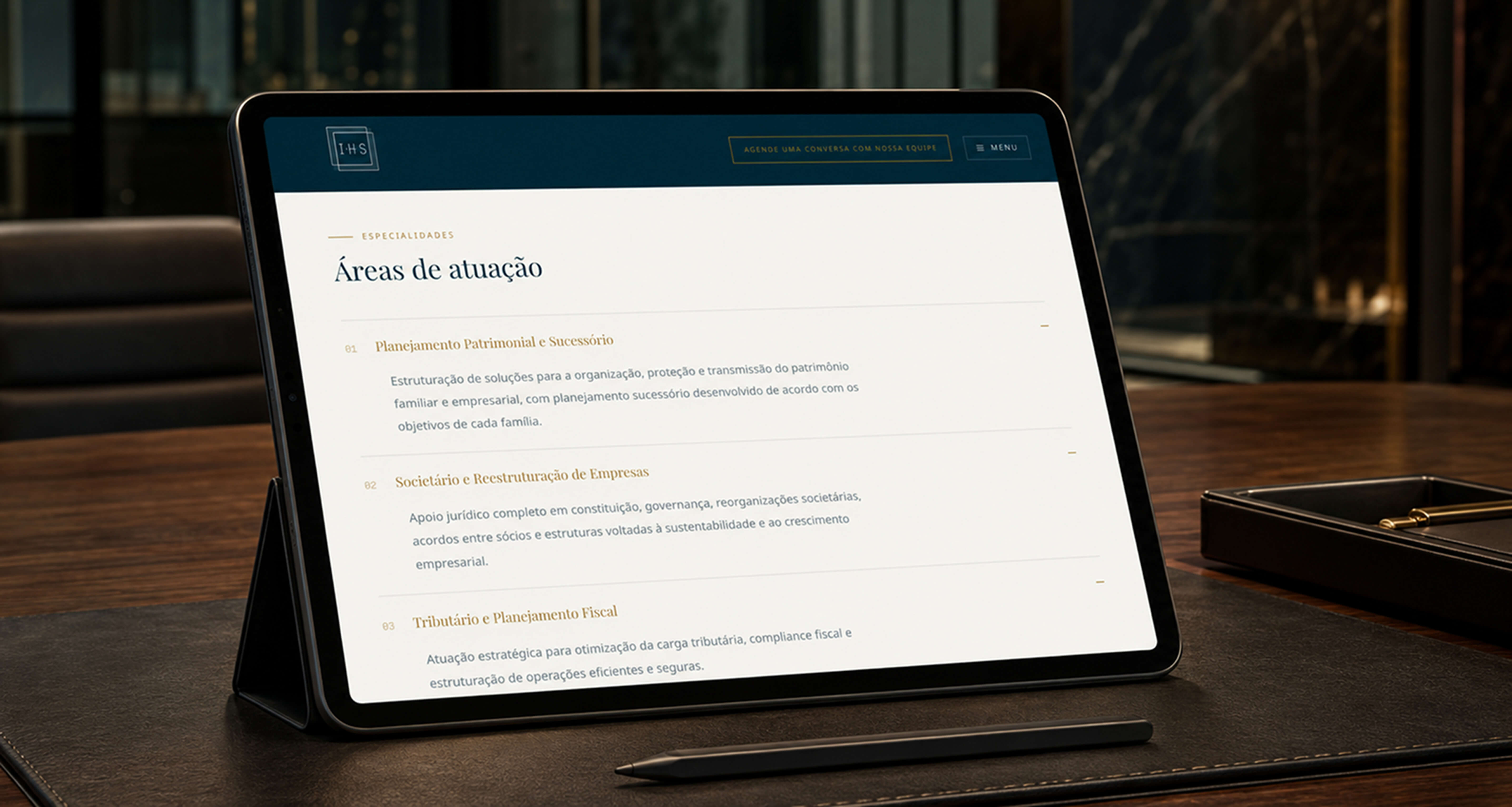 IHS Advogados — Layout completo